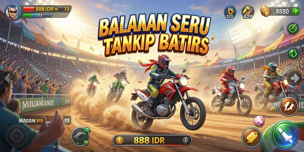 Screenshot utama 888IDR menampilkan aksi balapan intens di berbagai trek.