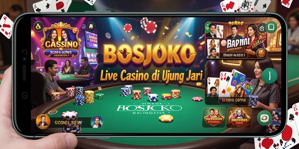 Screenshot gameplay menarik menunjukkan dealer live di BOSJOKO.